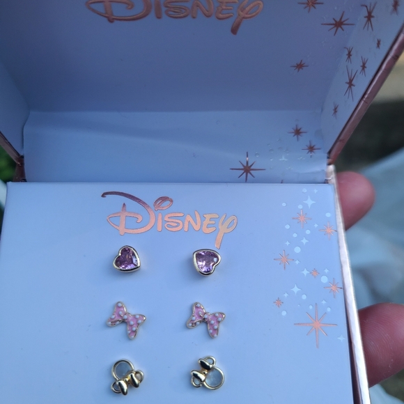 NIB Disney Minie Mouse "Bowtiful", Earrings, Set of 3, Rose Gold - Picture 3 of 5